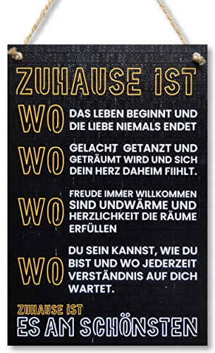 CARISPIBET Zuhause ist | Willkommen Schild Hausdekoration niedliche und entzückende Sprüche Vintage-Look 30x15cm
