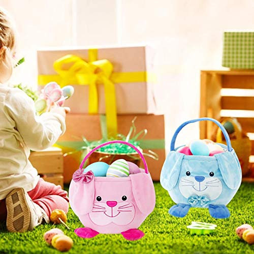 Dantazz Ostertasche Osterhasen Tasche Osterkorb Einkauftasche Einkaufskorb Feiertags Kaninchenform Korb Samt-Leinwand Tasche Kinder Süßigkeiten Eier Geschenk tragbaren Korb (Pink)