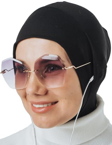 VeilWear Instant Hijab für Kopfhörer und Brille, Sport-Kopftuch, gebrauchsfertig, muslimisches Zubehör für Frauen, Schwarz, Einheitsgröße