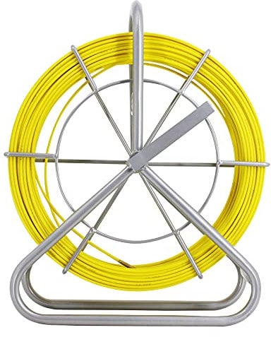 IRSCorp 3/16 350FT Cable Duct Rodder Steel Reel Stand With Brake Fiberglass Fish Tape Continuous Reel Wire Cable Running Cable Puller Running Rod Duct