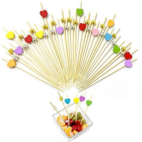 Lot de 150 bâtonnets à cocktail en bois - Accessoires alimentaires - Canape de fruits - Fournitures de fête décoratives - Boissons - Snacks - Sandwich - Grignotements - Brochettes - Cure-dents