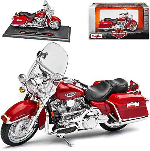 Model Car Harley Davidson 1999 FLHR Road King Rot 1/18 Modell Motorrad mit individiuellem Wunschkennzeichen