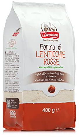 La Veronese | Farina di Lenticchie Rosse, Ideale per Vellutate e Creme, Ricette Dolci o Salate, Senza Glutine, Ricca di Proteine, Carboidrati e Sali Minerali, 400g