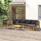 Homgoday Gartenlounge Set 7-TLG. Loungemöbel Gartenlounge Set Garnitur Sitzgruppe Lounge-Set Loungegruppe Gartensofa für Garten Terrasse und Balkon Bambus mit Dunkelgrauen Kissen