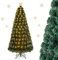 RELAX4LIFE Albero di Natale Artificiale 180cm con Luci Gialle Calde in Fibre Ottiche e Addobbi: 1 Stella e 230 Luci LED, 230 Rami Folti e Realistici in PVC, Base Pieghevole in Ferro