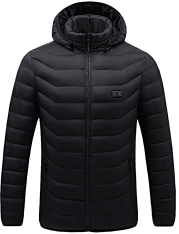 Herren Winter Wasserdichte Winddichte Winterjacke Trachtenjacke Janker Heizjacke Leichte Steppjacke Wintermantel Herbst Und Reißverschluss Langärmelige Jacke Sportjacke (Schwarz, 4XL)