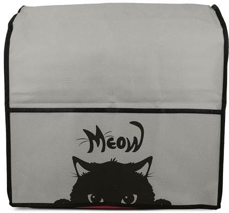 kwmobile Hülle kompatibel mit KitchenAid 4,3-4,8 liter - mit 3 Fächern - Küchenmaschine Staubschutz Abdeckhaube in Grau Schwarz Katze Meow