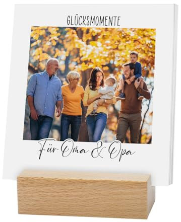 Herz & Heim® Tisch-Kalender 2025 mit eigenen Fotos per Upload - komplett mit Holzsockel