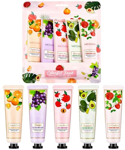 5Pack Hand Cream Set - Hand Lotion for Nourish Dry Cracked Chapped Hands/Plant Fragrance Mini Hand Cream Set, Deeply Moisturising & Nourishing Lotion Gift Set (Fruity)
