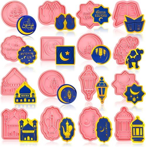 Eid Mubarak Ausstechformen,16 Stück Ramadan Ausstechformen,Ramadan Keksausstecher, Muslimischen Cookie Cutter,Man kann super Eid Kekse damit ausstechen