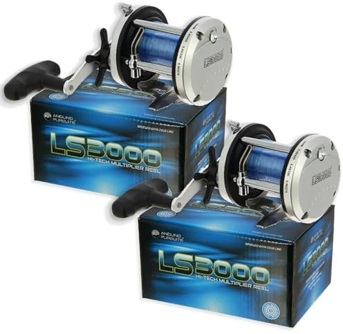 Multirolle LS3000 für Boote, Troll, Meeresangeln, mit 9 kg blauer Schnur, 2 Stück