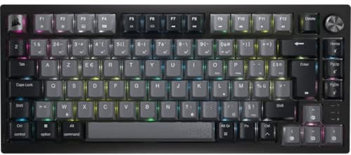 Corsair K65 Plus Wireless 75% RGB Mechanische Gaming-Tastatur, Hot-Red, lineare MLX Red Pre-Lubrifiziert, PBT-Tastenkappen, AZERTY FR – Schwarz