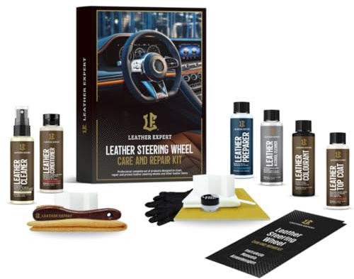 Leather Expert Lederlenkrad Pflege- und Reparaturset Schwarz - Restauriert Beschädigtes Lederlenkrad Autositz Sofa Jacke Erfrische Farbe Pflege Leder