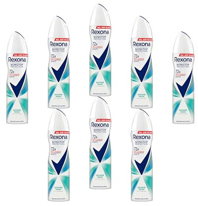 8x Rexona Nonstop Protection Deospray Shower Fresh Anti Transpirant mit 72 Stunden Schutz vor Schweiß und Körpergeruch 150 ml