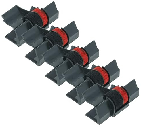 vhbw 5X Farbrolle Farbwalze Schwarz Rot kompatibel mit Olympia CPD-430 | CPD435, CPD-440 Taschenrechner, Registrierkasse