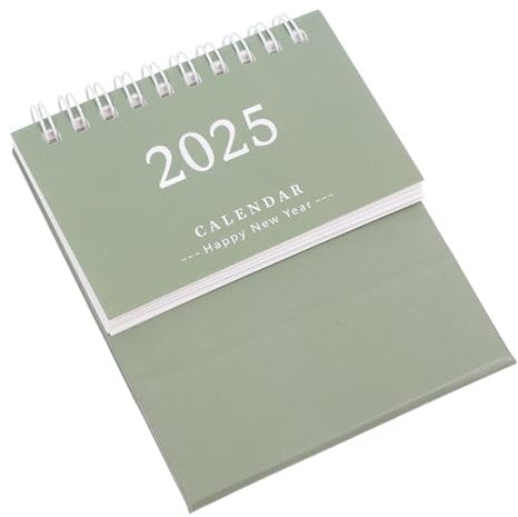 Mini-Tischkalender 2024-2025, Kleiner Stehkalender Zum Aufstellen Mit Spiralbindung, Cartoon-Design Für Büro, Zuhause Und Schule, Grün, 9.5 X 7.5 X 7 Cm