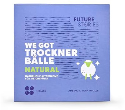 Future Stories Trocknerbälle handgemacht - Schafwolle - natürliche Öko-Weichspüler für Wäschetrockner, antistatisch - 4er Set