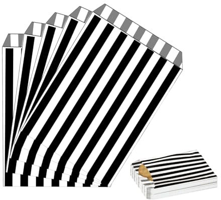 100 Stück Schwarz Naschitüten Candy Bar Papiertüten Klein Kraft Butterbrottüten Bunt 13x18cm Mini Geschenktüten Papiertüten Bunte Tüten Candybar brotpapiertüten für Halloween,Weihnachten,Hochzeiten