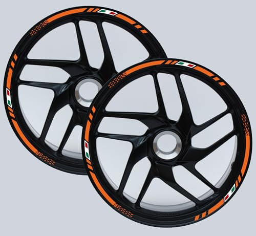 DualColorStampe Motorrad-Felgenaufkleber kompatibel mit BMW R 1200 GS R 1250 GS F 650 GS G 310 GS F 750 GS Aufkleber 17-19 Zoll für Radrand Motorrad 19 Zoll (43,2 cm) Streifen D0112 (Orange 35)