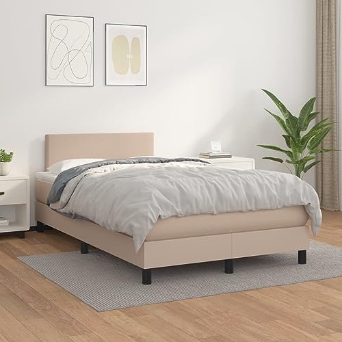 Willood Boxspringbett Matratze Cappuccino-Braun 120x200cm Kunstleder Kunstlederbett Polsterbett Bettgestell Bett Hotelbett Schlafzimmerbett Bettrahmen Lattenrost Schlichtes Design