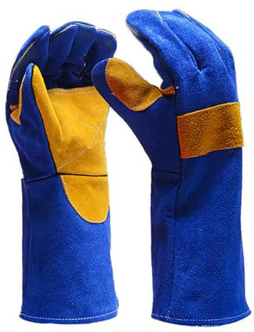 CHUIKUAJ Guantes de Soldadura de Cuero Paquete múltiple, Guantes de Trabajo para Soldador TIG MIG de Ante Vacuno de 40cm con Forro, Guantes de Seguridad Largos Resistentes al Calor,Blue-24Pairs