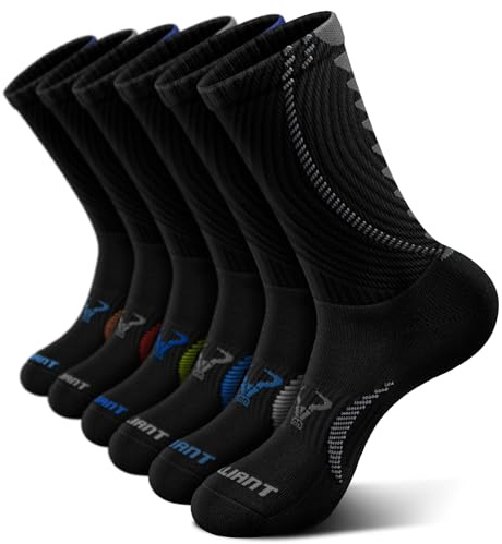 Socken Herren 6 Paar,BULLIANT Kompressions-Sportsocken für Arbeit & Wandern | Atmungsaktiv,rutschfest,passend für Tennis,Fußball und Alltag