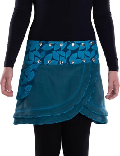 Vishes - Alternative Bekleidung - Warmer Damen Wickelrock Rock zum Wickeln mit Druckknöpfen Blätter