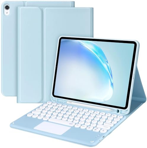 YMXuan Case with Keyboard for iPad Air 11 inch (M3/M2, 2025/2024), Touchpad Wireless Keyboard for iPad Air 5th/4th Gen (2022/2020) 10.9 Inch, Smart Soft Protective Cover with Pencil Holder (Blue)