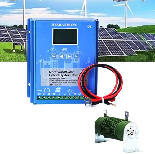 HYZHANHONG Contrôleur éolien et Solaire Hybride MPPT 4000W-6000W Régulateur de Charge de décharge 12V 24V 48V, Chargeur de Batterie Solaire 24 Volts,48v