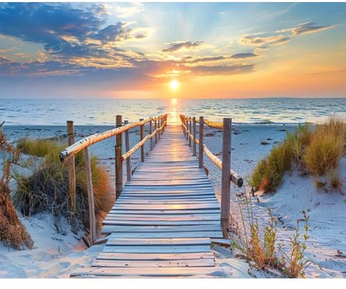 RICUVED DIY Playa Pintura Diamante Kit para Principiantes, Paisaje 5D Diamond Painting Kit Adultos, Punto de Cruz Diamante 30x40 cm