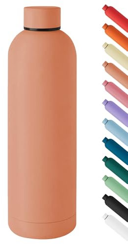 Borraccia Termica Grande 1 Litro Bottiglia Acciaio Inox Inossidabile Doppio Strato 1000 Ml Tappo Antigoccia Doppia Camera Bevande Calde Fredde Termos Sistema Sottovuoto -(Pesca)