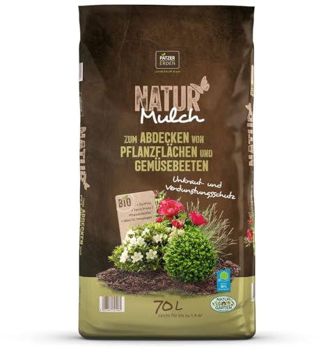PATZER Natur Mulch Bio zum Abdecken von Pflanzenflächen torffrei - 70 Liter