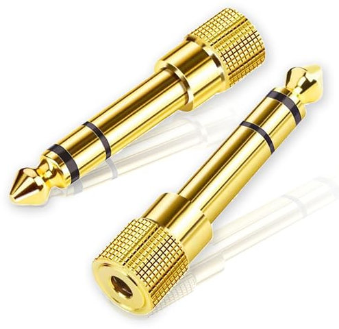 NICECONE 2 Pack 6.5mm to 3.5mm Audio Jack Adapter, Gold-Plated Headphone Jack Converter for Digital Pianos, Keyboards, Speakers, and More – Compact, Durable, and Universal Compatibility