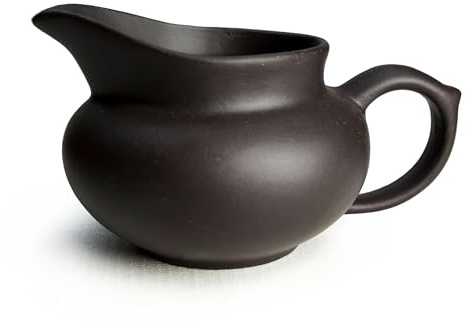 Chinese Gongfu Tea Fairness Cup 120ml Traditional Clay Tea Pitcher, Terracotta Brown, Handcrafted Serving Mini (Black)