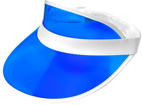 FNA FASHIONS® Neon Nostalgia: Unisex Retro 80s Sun Visor Hat - Vibrant Colors for a Stylish Throwback Look (UK, Alpha, One Size, Blue)