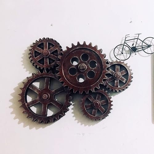 JOUFNING Wanddekoration Im Vintage-Stil Aus Bronze, Zahnrad-Wandskulpturen Im Industriellen Steampunk-Stil, Weihnachtsdekoration Für Die Hausbar, Für Draußen Und Drinnen(Bronze)