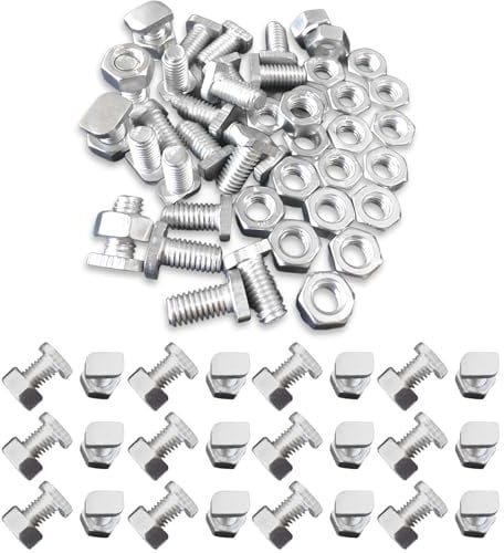 50 Stück Alu-Hammerkopfschrauben M6x12 für Gewächshaus/Glashaus – Rostfreie Gewächshausschrauben mit Muttern
