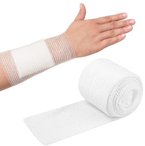 Elastische Schlauchförmige Bandage, 5,8 CM Breit und 2 M Lang,Schlauchverband, Netzbandage Bandage, Weiß Netzverband, Elastischer Netz Wundverband für Arm Knie Beine Finger
