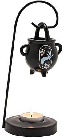 Disney Nightmare Before Christmas Wax Melt Burner – Deadly Nightshade Cauldron Design with Metal Stand – Black Ceramic Wax Warmer for Home Fragrance – Spooky Decor & Gift for Fans