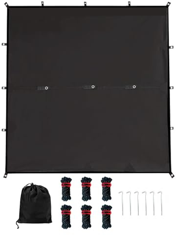 Lona de camping | Lona solar | Lona de protección contra la lluvia con poste de conservación Toldo impermeable para actividades al aire libre Césped Senderismo Hamaca Parque