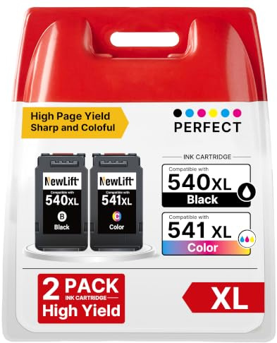 NewLift 540XL 541XL Multipack Kompatibel für Canon Druckerpatronen 540 541 XL PG-540 Schwarz CL-541 Color für Canon TS5150 Druckerpatronen für PIXMA TS5151 MG3600 MG3650S MG3350 TS5100(2er-Pack)