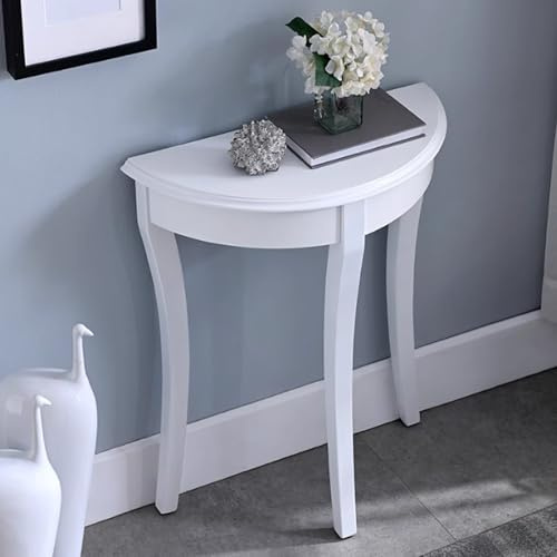 BRCYKRWY Table Console Demi-Lune Étroite avec Rangement,Table de Canapé en Bois Massif,Meuble Console D'entrée,pour Salon,Couloir,Hall D'entrée,Entrée,Assemblage Facile(Wit)