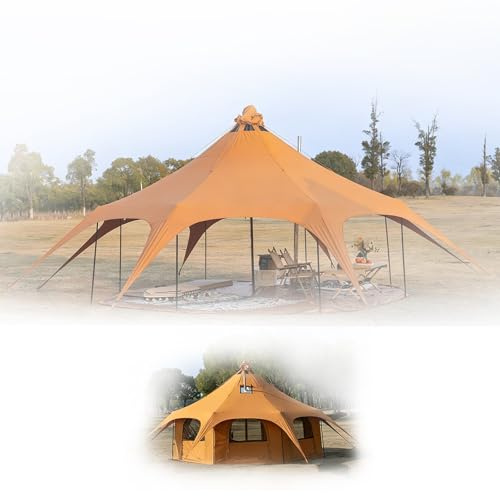 Oxford-Glockenzelt Für Glamping & Camping, Geräumiges Familienzelt Für 12–15 Personen Mit 360°-Belüftung, 4-Jahreszeiten-Yurte Mit Ofendurchführung, Wasserdichter & Windfester Outdoor-Unterschlupf