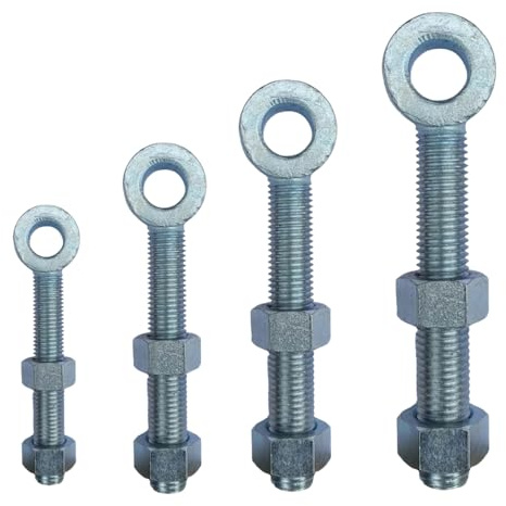 SCORPIO HARDWARE® Adjustable Garden Gate Hinges Eye Bolts, Zinc Plated Gate Bolt - Eye Bolts Heavy Duty Design (8 x 22mm)