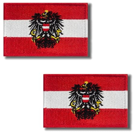 2 Stück Österreich Flaggen Aufnäher gesticktes Emblem mit Hakenverschluss Adler-Motiv für Taktikweste Jacke Rucksack Tasche Alltag Freizeit Outdoor patriotische Dekoration für Ausrüstung