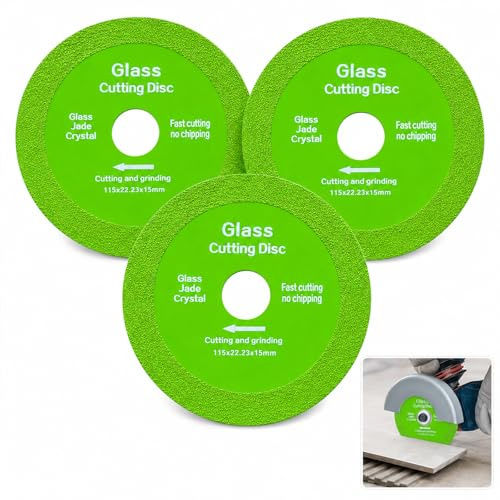 3 PCS Glass Cutting Disc Set,Tile Cutting Blade,Grinding Discs,Tile Cutting Disc for Angle Grinder,Glass Cutting Discs,Diamond Cutting Discs for Angle Grinder for Rock Slabs Ceramics Glass Marble