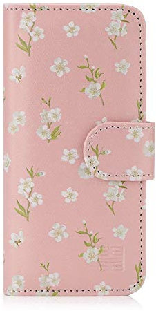 32nd Floral Series - Design PU Leather Book Wallet Case Cover for Apple iPhone 5, 5S, Designer Flower Pattern Wallet Style Flip Case With Card Slots - Peach Blossom