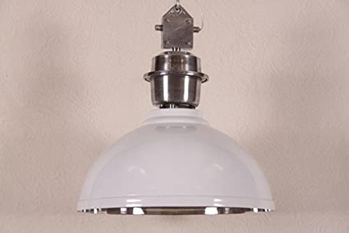 Casa Padrino Vintage Industrie Hängeleuchte Epoxy Weiß Metall Durchmesser 52 cm - Restaurant - Hotel Lampe Leuchte - Industrial Leuchte