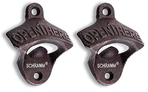Schramm® 2 Stück Flaschenöffner Guss Eisen Wandhalterung Bier Flaschen Wand Halterung Wandhalterungen Flaschen Öffner Wandflaschenöffner
