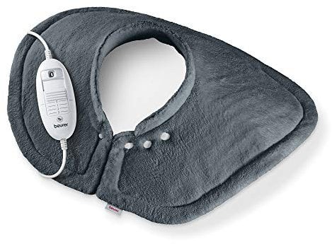 Beurer HK54 Cosy Neck and Shoulder Heat Pad - Grey | Wraps around your shoulders for comforting warmth | 3 temperature settings | Machine washable